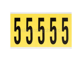 Цифра 5 Brady 5,25 карт, черный на желтом, 5 шт, 44x127 мм, Нейлон, b-499