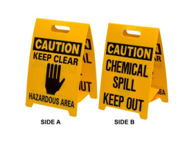 Штендер напольный двухсторонний Brady, желтый, «chemical spill… / hazardous area», 300x500 мм, 1 шт