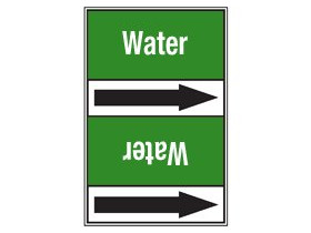 Ленты самоклеящиеся Brady с одной половиной двухцветной,другой - с текстом и стрелкой направления потока, красный на синем, «destillate», 225x15000 мм, b-7541