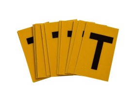 Буква T Brady, черный на желтом, 25 шт, 25x38 мм, b-946, Винил, 25 шт.