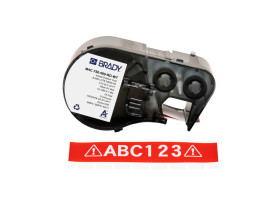 M4C-750-595-RD-WT непрерывная лента, материал B-595, универсальный винил, размер 19.05мм х7.62м, цвет-белый на красном